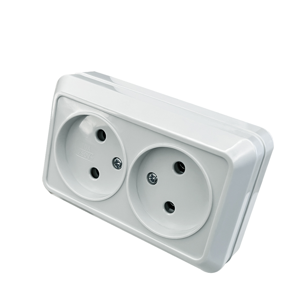 Outdoor Power Quincy - WESA White Wall Surface 2 Sockets