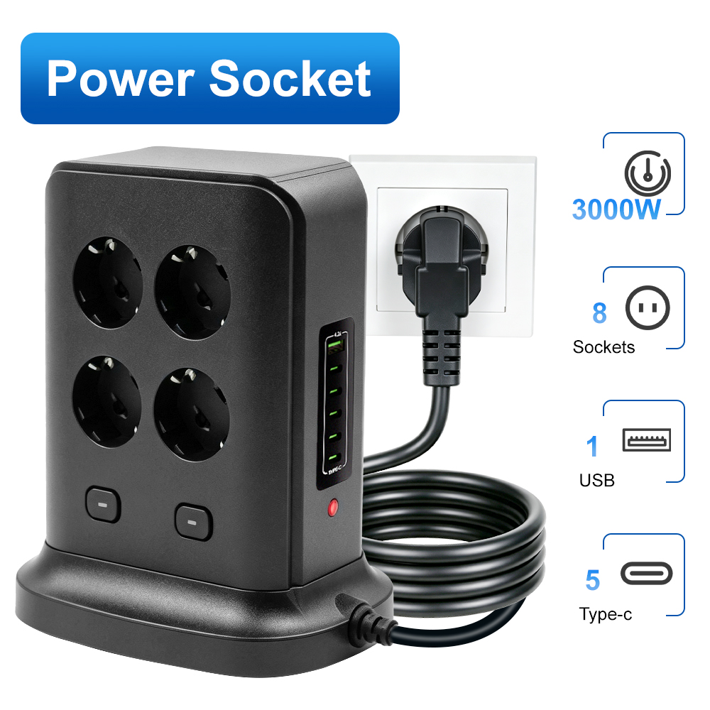 Outdoor Usb Power Strip - 3000W EU plug Power Socket Switch
