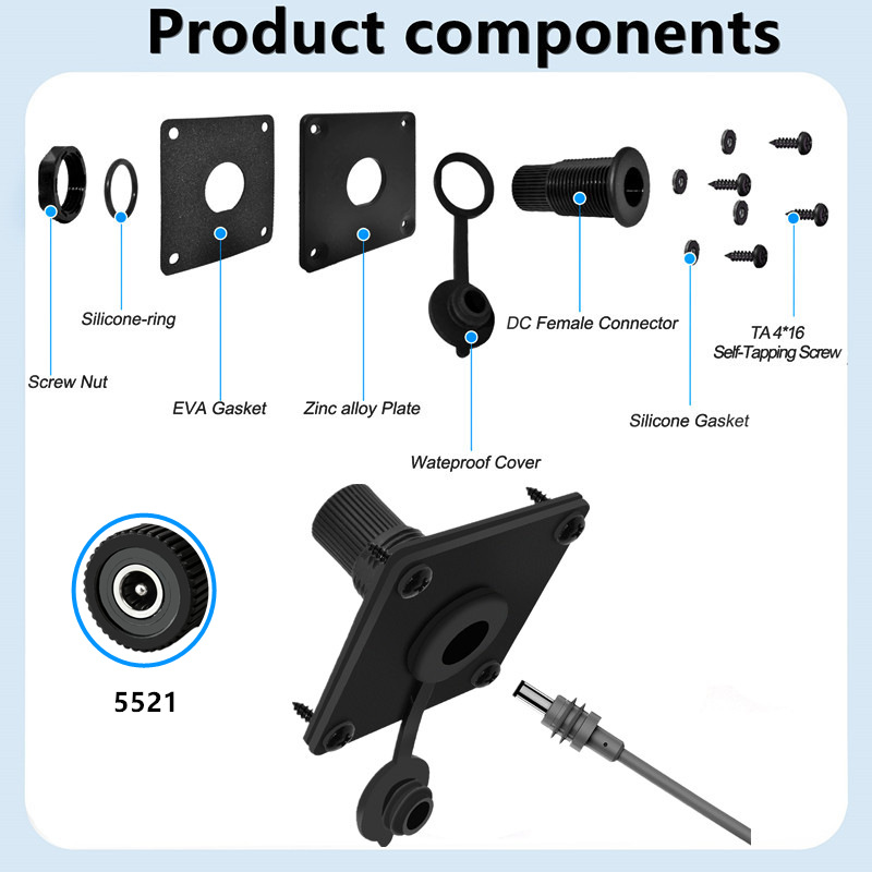 IP65 Waterproof DC5521 Panel M - đánh giá và giá Outdoor Power Jack