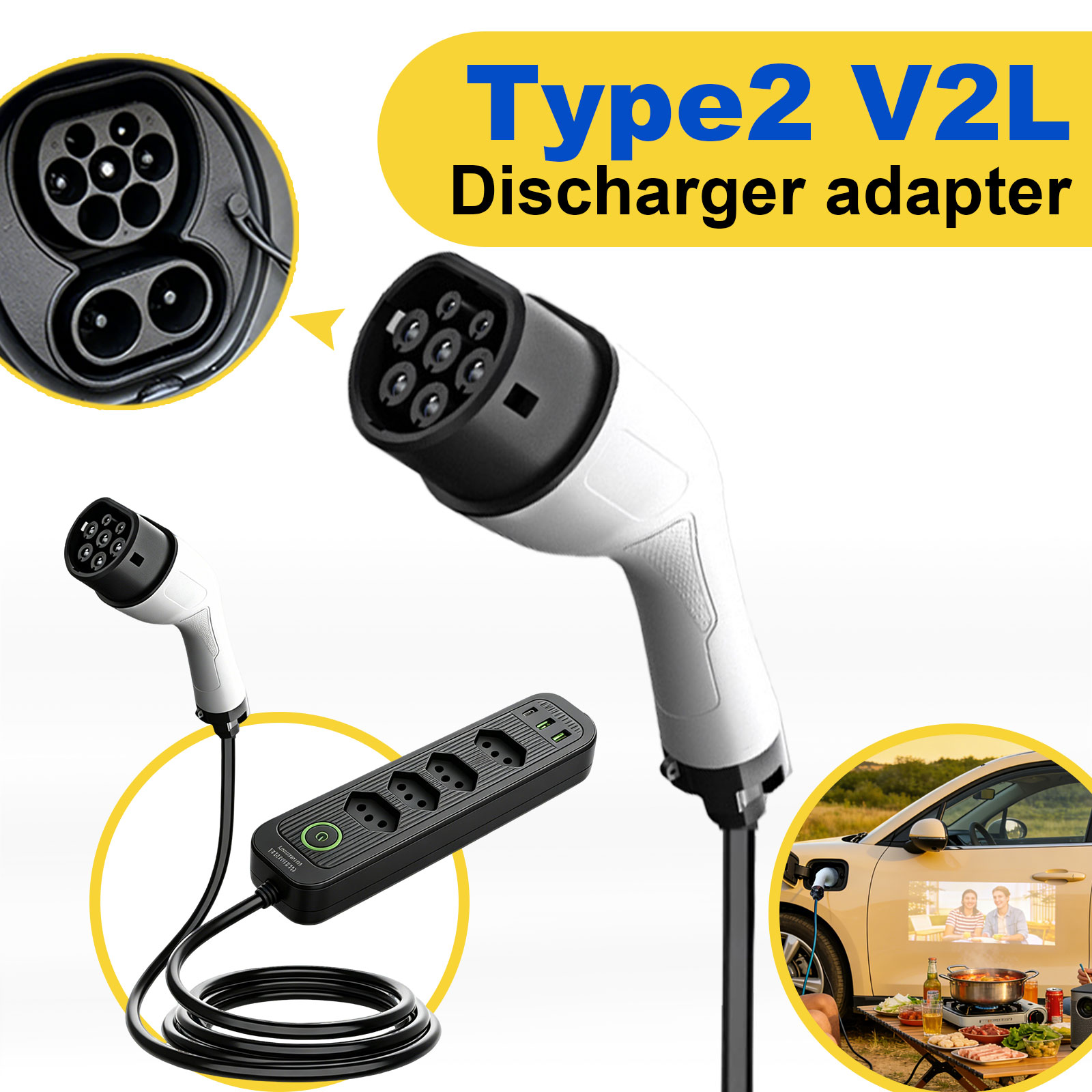 Type2 V2L Discharge Adapter 16 - đánh giá và giá Outdoor Power Adapter